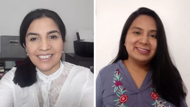 Gabriela Villafañez, docente del curso y Elga Velázquez, presidenta de la Fundación.