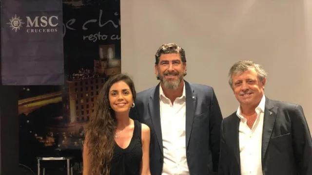 Julieta Soria (nueva ejecutiva en Córdoba), Javier Massignani (director comercial) y Pablo Laudonia (gerente de ventas), el equipo de MSC Cruceros pasó por Oye Chico.