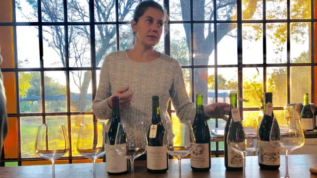  ... y guía la degustación de vinos que ahí se producen