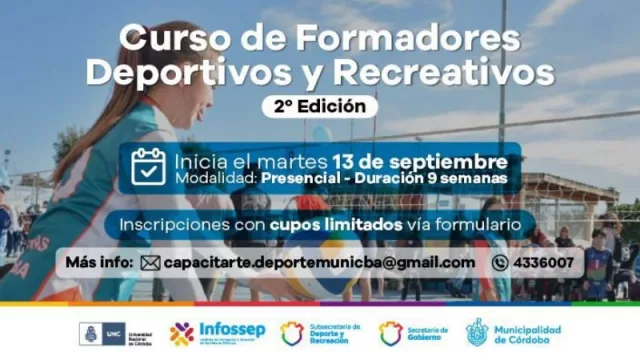 Están abiertas las inscripciones para la segunda edición de formadores deportivos y recreativos
