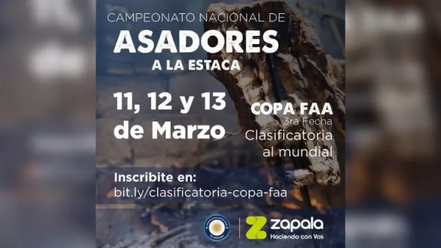 Zapala será sede del Campeonato Nacional de Asadores a la Estaca (11, 12 y 13 de marzo)