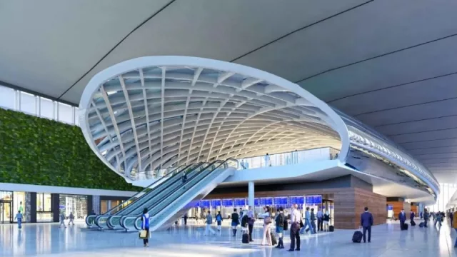 El “Zeppelin”, la nueva terminal de Ezeiza: siguen saliendo más turistas de los que ingresan.