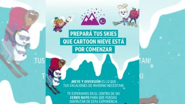 Cartoon Network estará presente en la temporada de invierno del Cerro Bayo con Cartoon Nieve 2023