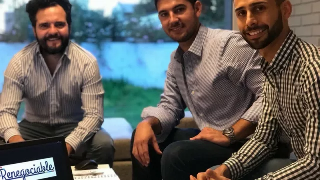 Juan Pablo Las Heras, Agustín Baca y Pablo Giordano, el equipo local de Renegociable