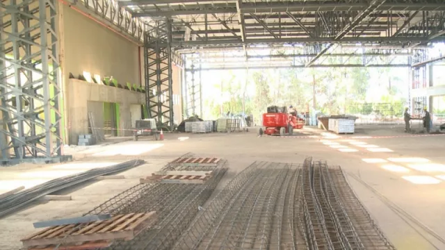 El Pabellón Verde tendrá una gran estructura metálica para "colgar" luminarias, proyectores y otros elementos.