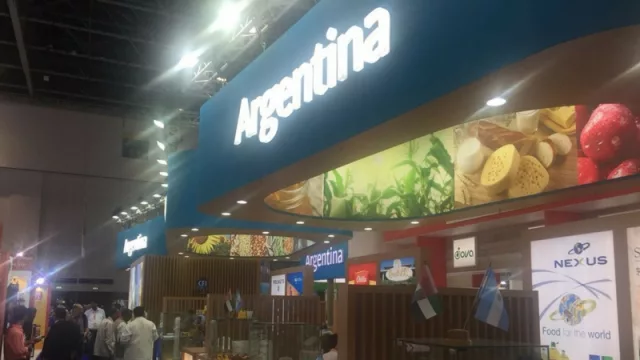El stand argentino en GulFood, una de las ferias de alimentos más grandes del mundo. 