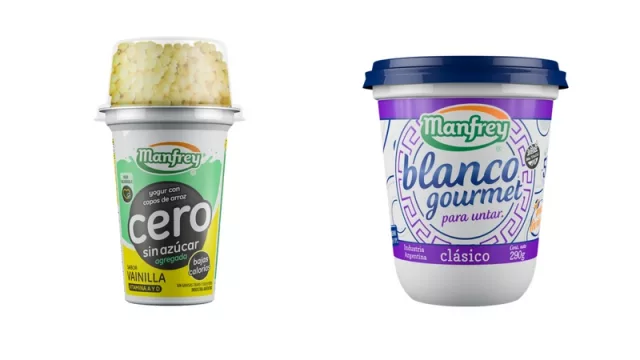 Los dos nuevos lanzamientos: un yogur cero azúcar con copos de arroz y un queso crema.