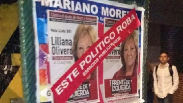 La izquierda dice: “Pegar un cartel no es robar”