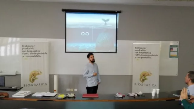 Francisco Ulla (foto) creador junto a Facundo Revol de BioBanner en el lanzamiento del producto realizado en la U21.