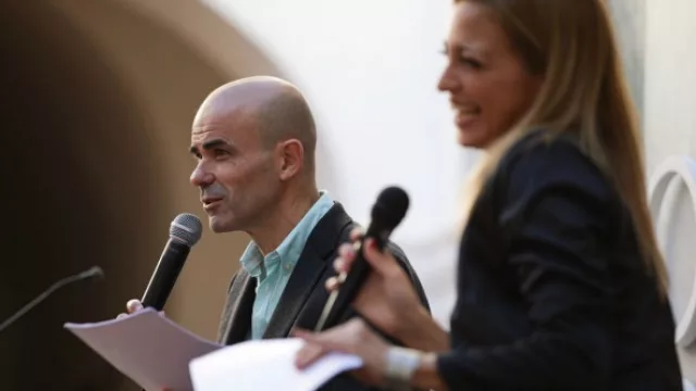 El escritor Eduardo Sachieri en la inauguración de Kioscos Argentinos.