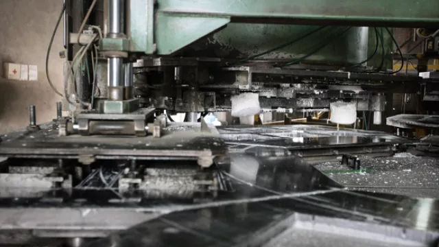 Manual y automático: en la planta conviven las dos maneras de cargar los moldes de los mosaicos.