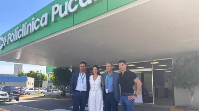 Mauro Cusatti, María Laura Roldán, Sergio Metrebian y David Allasia, parte del equipo del nuevo Policlínico de la Cañada Bajada Pucará