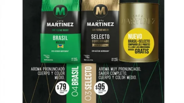 La lata dorada de Café Martínez , (edición limitada)  se obsequia por la compra de Brasil y Selecto.