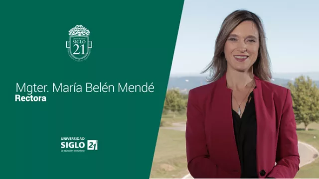 María Belén Mendé, la joven rectora de la universidad.