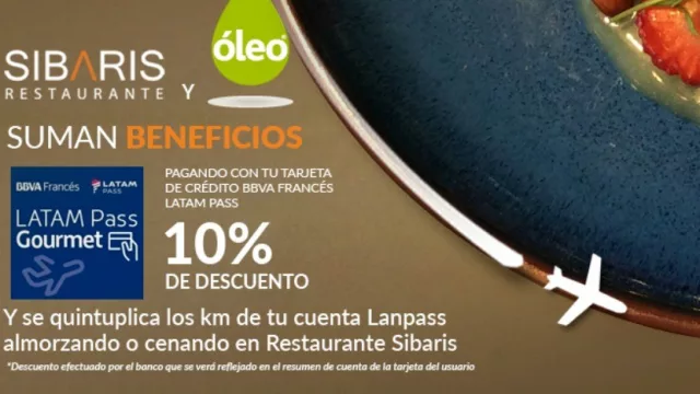 Gol de Sibaris: se sumó a Latam Pass Gourmet y con BBVA quintuplica km (y 10% off)