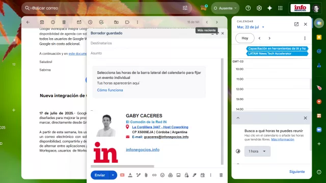 Chau al "decime tu disponibilidad y consulto con mi equipo": Gmail permite ahora mostrar tus horarios libres para que agenden reuniones
