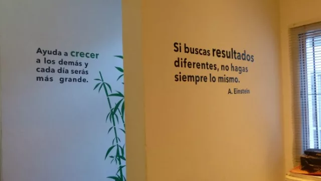 Son varias las frases que decoran la agencia, y en todos los casos Einstein es el autor.