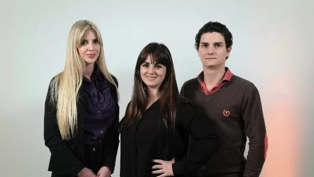 Karen Irigo, recepcionista; Georgina Maria Ribeiro, gerente Área Marketing y Fernando Carbonari, asesor del Área Ventas.