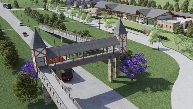 Villa General Belgrano avanza en su nueva terminal de ómnibus y un puente que será el portal de ingreso (Oktoberfest para equipar el hospital)