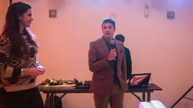 Sole Huespe (InfoNegocios) y Nico Leoni (Gama), les dan la bienvenida a los teams gerenciales de las principales desarrollistas cordobesas.