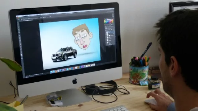 Fede Seveso trabajando en una campaña para Tagle S.A.