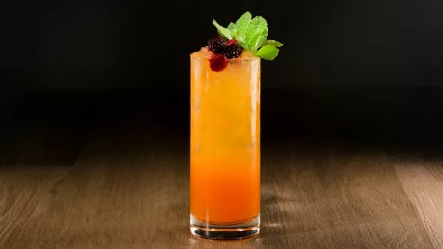 Para brindar: Telecaster (Bacardi Superior, syrup de torrontés, jugo de lima, Gancia Spritz, maracuyá y gaseosa de pomelo) 