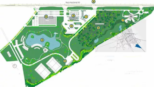 El proyecto se planificó en 4 etapas. En la primera se desarrollaran: estación de servicio YPF, sector gastronómico comercial, laguna, club deportivo, bosque nativa y circuito interpretativo.
