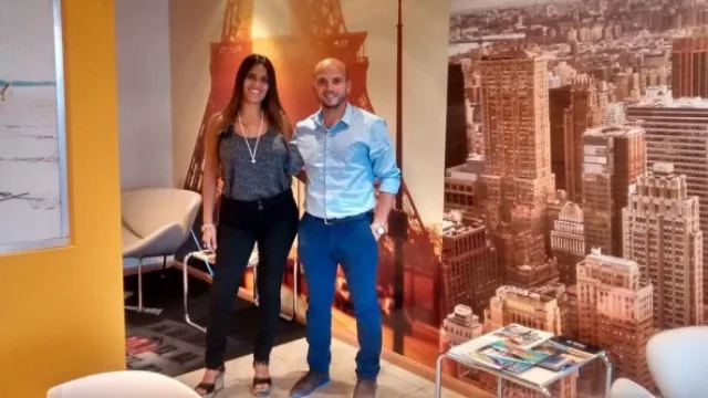 Alvaro Chammás y Noelia Herrera en la inauguración del local