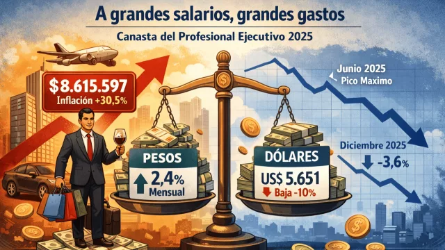 A grandes salarios, grandes gastos: cuánto cuesta hoy la Canasta del Profesional Ejecutivo (sube en pesos, baja en dólares)
