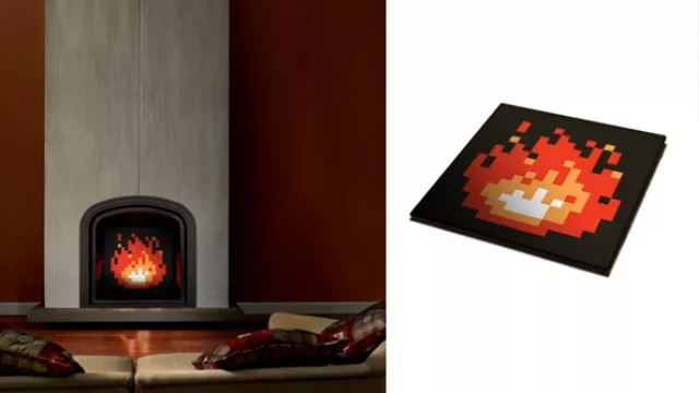 El fuego también se pixela. (Disponible en Etsy)