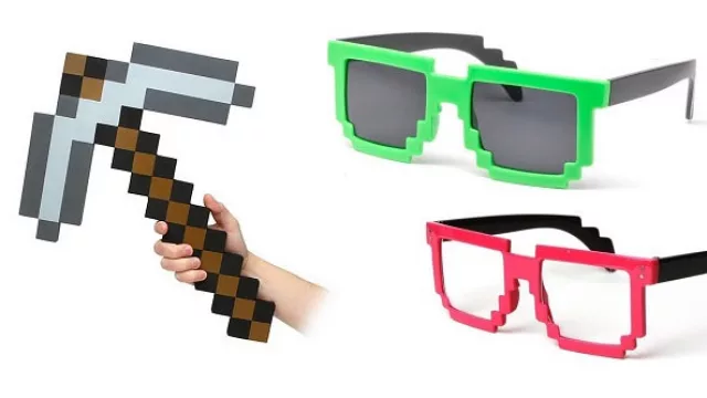 Minecraft a full. Anteojos y gafas hasta el clásico pico para escavar en el juego. (Disponible en MercadoLibre)