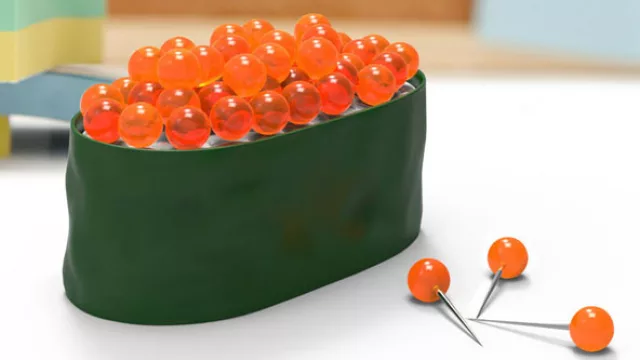 Nunca más te faltará un pin con este sushi de “caviar”.