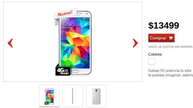 Un Samsung S5 que Claro tiene en “oferta” a $ 13.000 (entre US$ 1.400 y 1.000, según el cambio que tomes), en EE.UU. se paga a un tercio de ese valor.