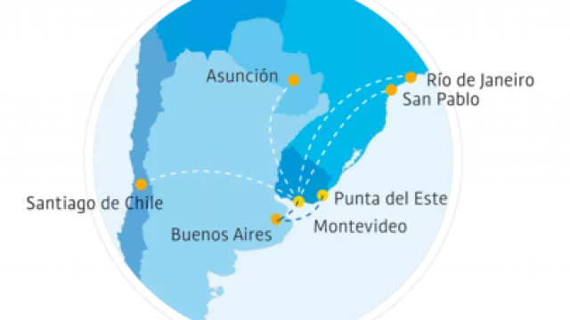 Mapa de rutas que figura en la web de Alas U