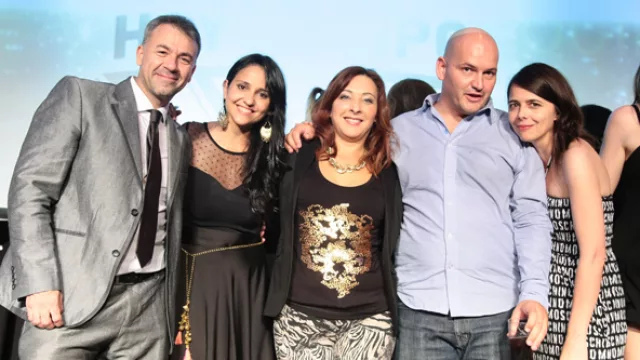 Marce Maurizio (Mate) y Pablo Rotelli (Romero Victorica) con las chicas IN: Marian, Marce y Lore.