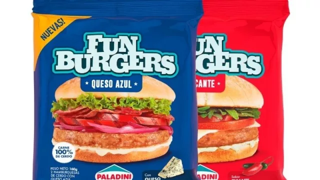 Paladini engorda su oferta de Funburgers (las únicas 100% de cerdo): suman sabores Picante y Queso Azul (ya había Original, Bacon & Cheddar y Criolla)
