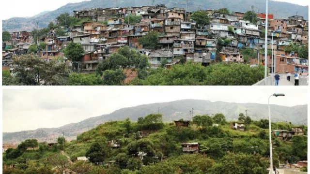 El antes y el después de la montaña de basura en barrio Moravia.