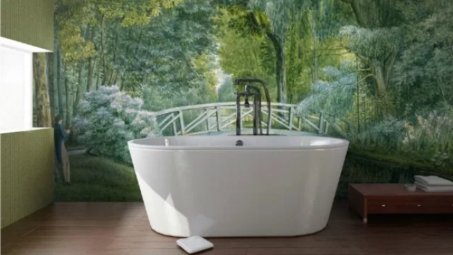  Para el baño ideal este cuadro de un lago que, a pesar de ser impreso, no pierde la textura a la vista.