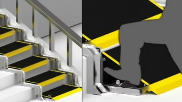 Las escaleras que se convierten en rampa.