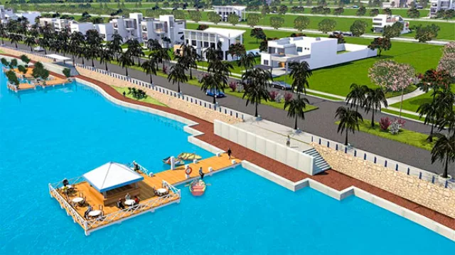 Buzio: El primero de varios edificios del condominio Blue Lagoon Amambay