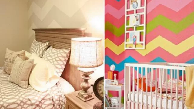 Las líneas folk fáciles de trabajar con moldes o cintas de papel. Se logra con un color de base y otro que acompañe sobre él.