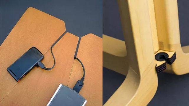 Los cables forman parte del mueble haciendo de la pieza estéticamente atractiva y funcional.