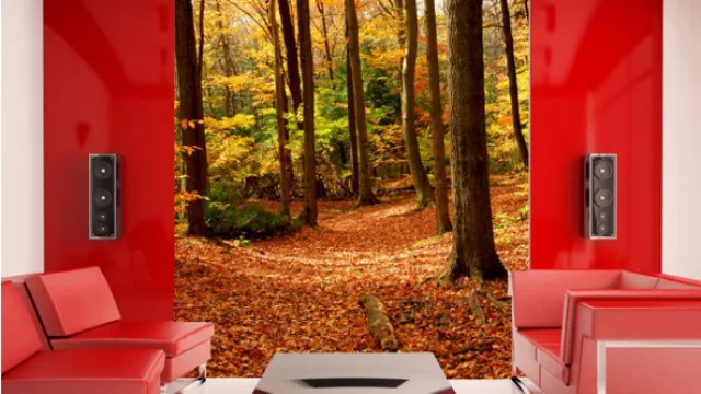 Los colores cálidos del paisaje de este fotomural son acompañados por la decoración de paredes y mobiliario.