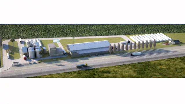 El render del nuevo Complejo Agroindustrial Ausonia, a 30 kilómetros de Villa María.