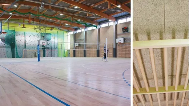 El material permite la óptima absorción del sonido lo que es ideal para espacios como éste: un gimnasio…