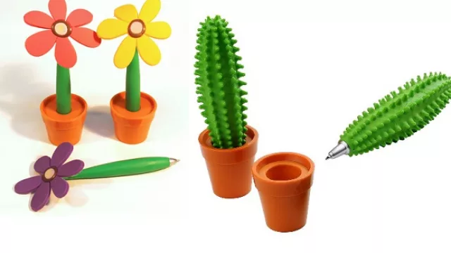 Margaritas y cactus. La flora presente en el diseño de lapiceras. Disponibles en Morph, Zac y Bazar.com.