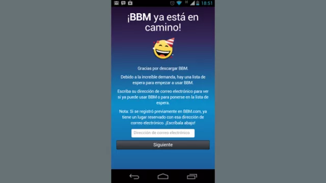 La pantalla que te indica que estás en lista de espera