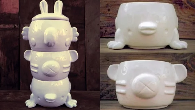 Bowls de porcelana que forman un tótem. Disponibles en The Bugplanet Store a $ 110.