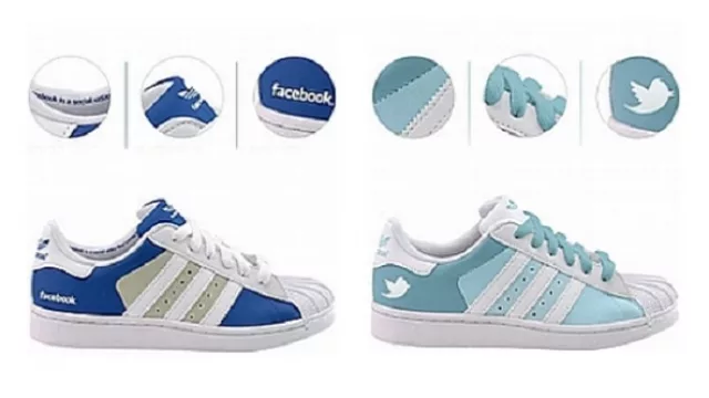 Adidas sacó ediciones especiales para homenajear a las redes sociales más populares: Facebook y Twitter. (Disponible online)