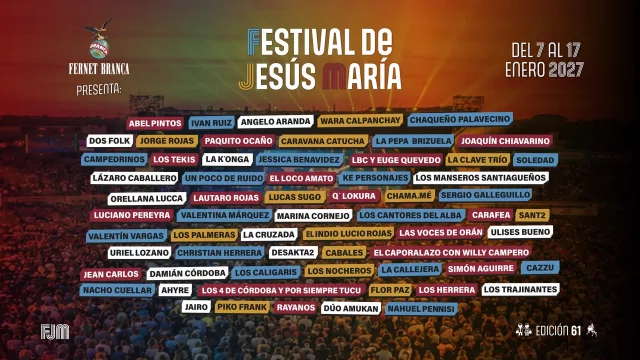 Jesús María ya tiene artistas: la edición 61 prepara una grilla con más de 60 nombres